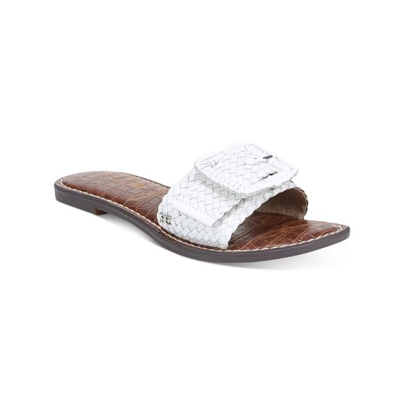 NWT SAM EDELMAN Womens White Gabriela Slip On Leather Slide Sandals Shoes 6 M - Picture 1 of 5